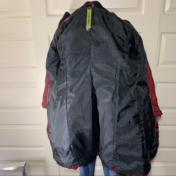 𝅺soia & Kyo Jasmine Down Coat Red Hooded Tombs Hole Puffer Zip Jacket XS - Picture 8 of 14